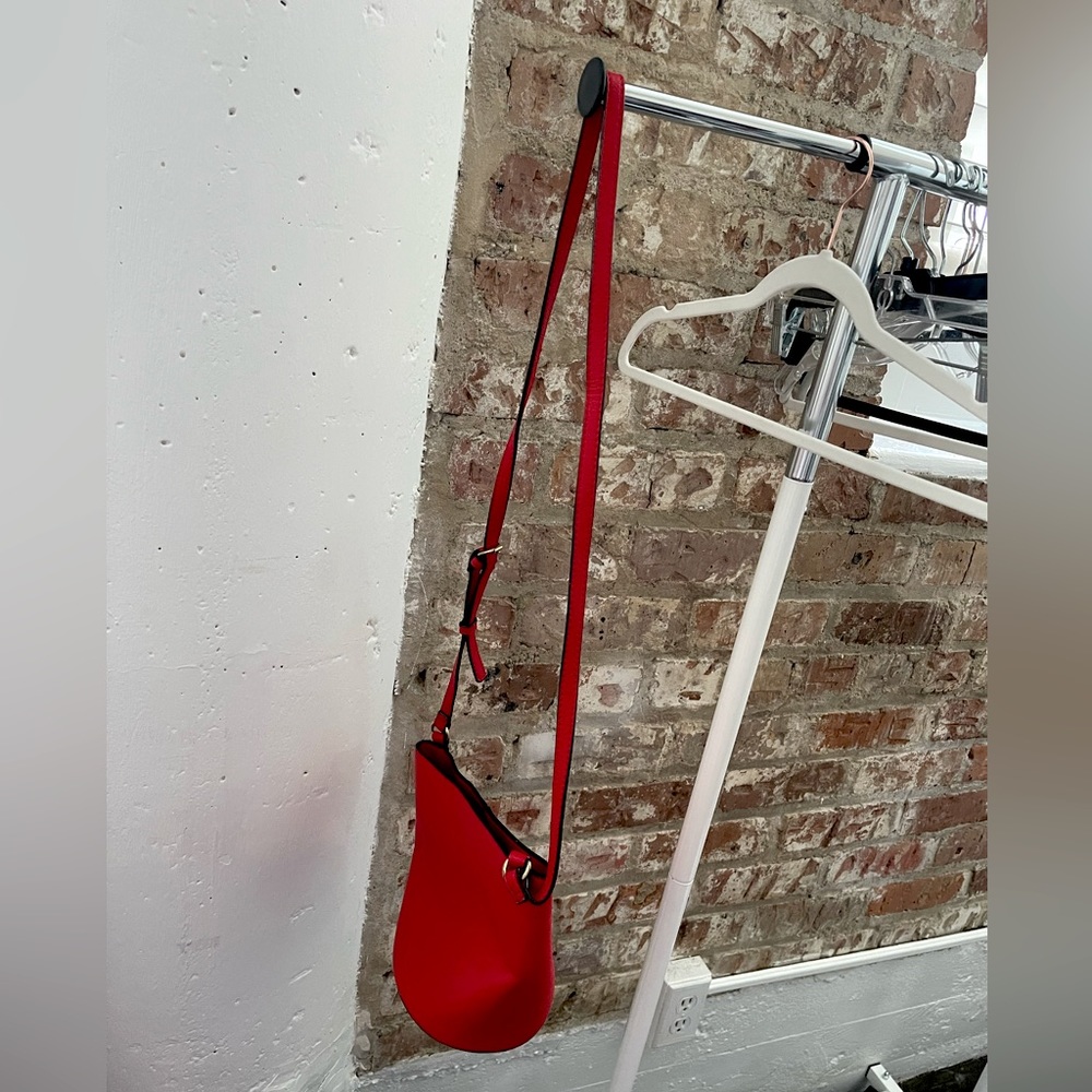 BRAND NEW NEVER USED: Neiman Marcus Red Leather Soft Suede Bucket Bag